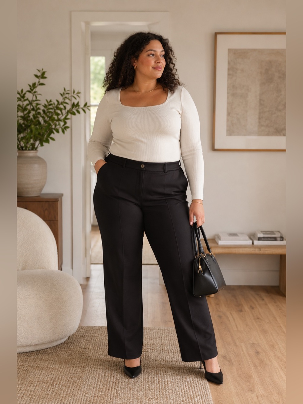 Kasper Plus Size Black Straight Leg Career Pants NWT 3X
